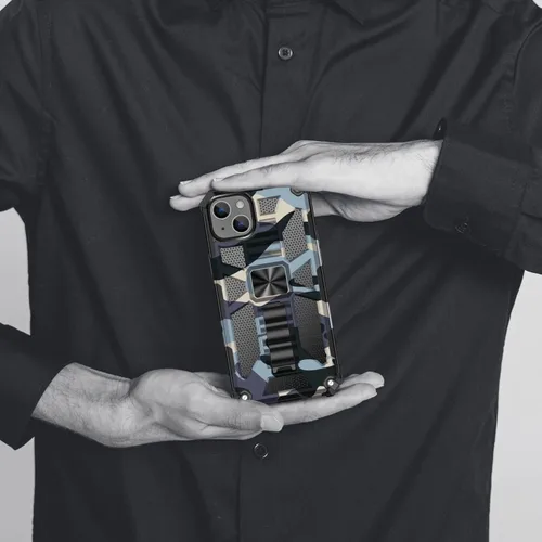 Vista 6 de CCSmall Funda de camuflaje para Apple iPhone 14 para hombres, protección resistente a prueba de golpes con función atril para iPhone 14 MC verde