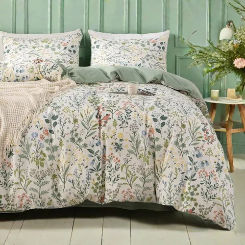 Vista 19 de MKXI Juego de ropa de cama con diseño de corbata de moño linda y rayas de flores rosas, tamaño individual, de algodón - Funda de edredón