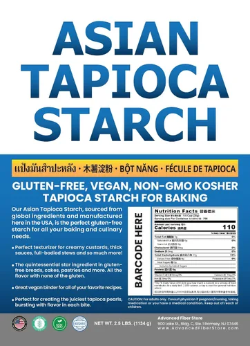 Vista 2 de Harina de tapioca para hornear – Polvo de almidón de tapioca bolsa de polietileno resellable de 2.5 libras – Sin OMG, sin gluten, vegano, kosher, a