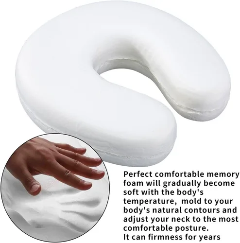 Vista 2 de Mr.Ho Almohada de espuma viscoelástica en forma de U para el cuello y la cabeza, almohada de apoyo para descansar al aire libre, automóvil, oficina