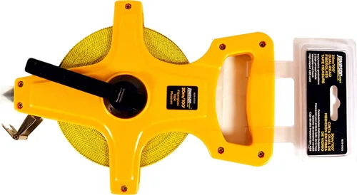 Vista 2 de Johnson Level & Tool 1829-0100 Cinta larga de fibra de vidrio métrica / pulgadas, 100 pies, amarillo, 1 cinta