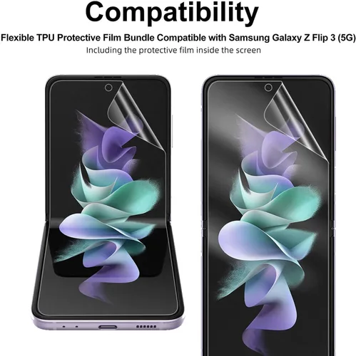 Vista 4 de Protector de pantalla de hidrogel de alta sensibilidad para Samsung Galaxy Z Flip 6/Z Flip 7 FE, 2 piezas mejoradas de TPU suave transparente