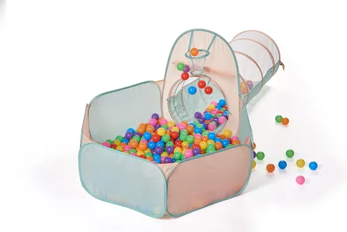 Vista 3 de UTEX Tienda de campaña desplegable 3 en 1 con túnel, pozo de pelotas para niños, niñas, bebés y niños pequeños, casa de juegos para interiores