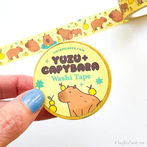 Vista 5 de Tiny Bee Cards Cinta Washi Capybara y Yuzu