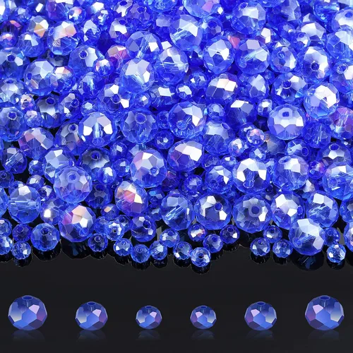 Vista 8 de 600 cuentas facetadas de cristal, cuentas de piedras preciosas, sueltas para hacer manualidades de joyería de 0.315, 0.236, 0.157 pulgadas (color AB)