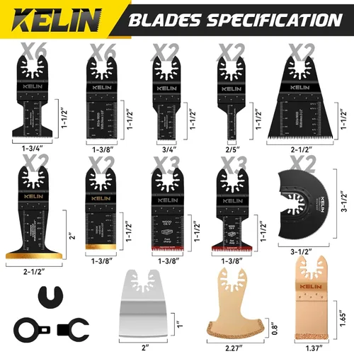 Vista 3 de KELIN 118 PCS Juego de Cuchillas Multiherramienta de Corte y Papel de Lija Accesorios de Herramientas Oscilantes Universales Cuchillas de Sierra