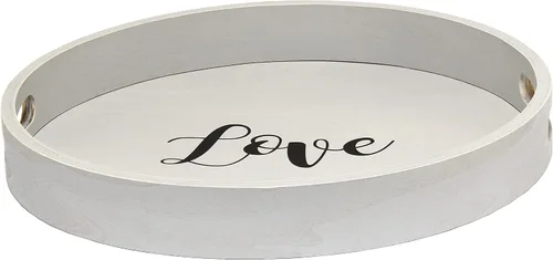 Vista 20 de Elegant Designs HG2013-GBL Bandeja de Servir Redonda de Madera Decorativa de Navidad de 13.75'' con Asas, Verde Believe Lavado verde "Believe