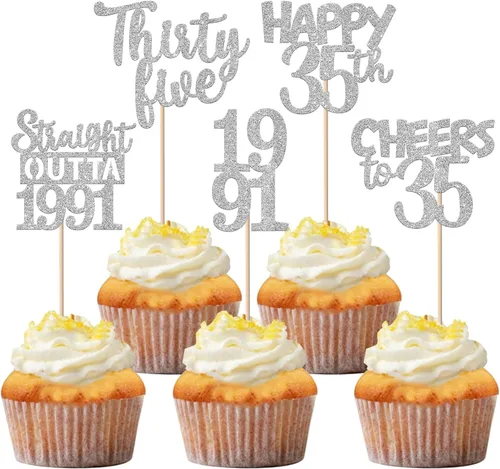 Vista 91 de 30 piezas negras para cupcakes de 10.º cumpleaños con purpurina Ten Happy 10 Straight Outta 2016 para saludos a 10 años 10 cumpleaños, boda Negro