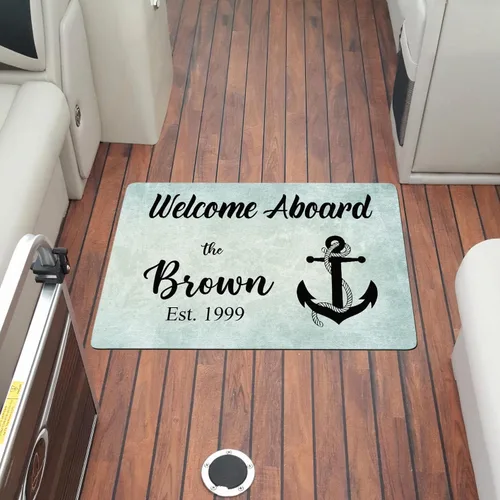 Vista 13 de Tapete náutico personalizado con nombre personalizado, alfombra de bienvenida para yate, puerto deportivo, muelle o retiro en el lago, tapete