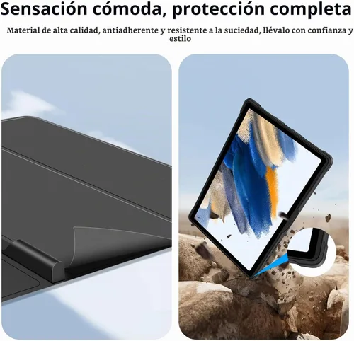 Vista 9 de JUQITECH Funda con teclado retroiluminado para Samsung Galaxy Tab A8 de Negro A8
