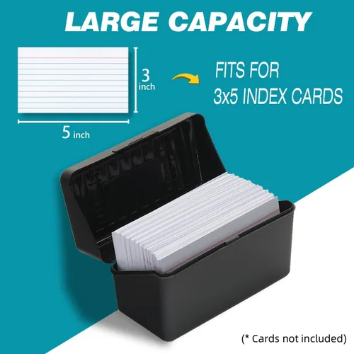 Vista 3 de H4D Soporte para tarjetas de índice de 3 x 5, estuche organizador de caja de tarjetas de índice, soporte para tarjetas de notas flash de 3 x 5, 2
