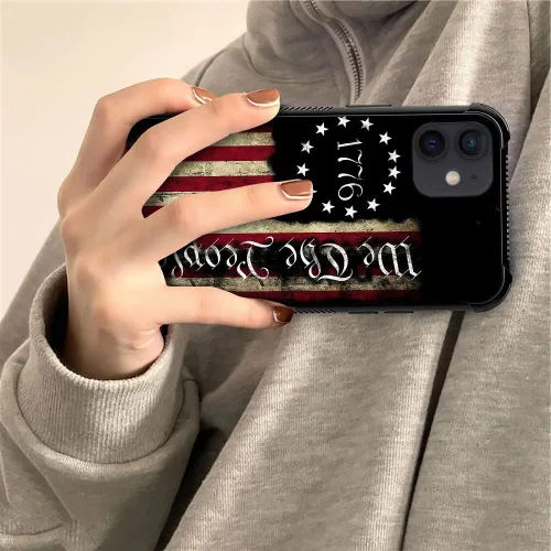 Vista 6 de Compatible con iPhone 12/12 Pro, diseño de bandera estadounidense H G66, resistente a los arañazos y golpes, funda protectora de TPU resistente