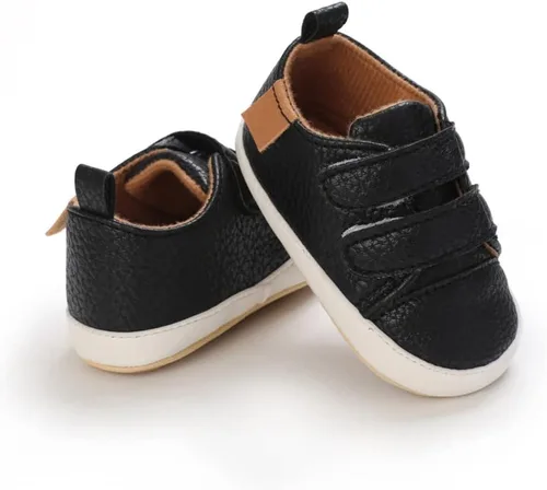 Vista 2 de Clowora Zapatos para bebés niños y niñas, suela de goma antideslizante, zapatos de cuna para recién nacidos, mocasines planos.