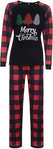 Vista 4 de Pijamas de Navidad para la familia, conjunto a juego de camisetas de manga larga y pantalones, camisones navideños con Feliz Navidad