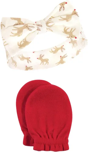 Vista 154 de Hudson Baby Conjunto de diadema de algodón y manoplas para rascar para bebé