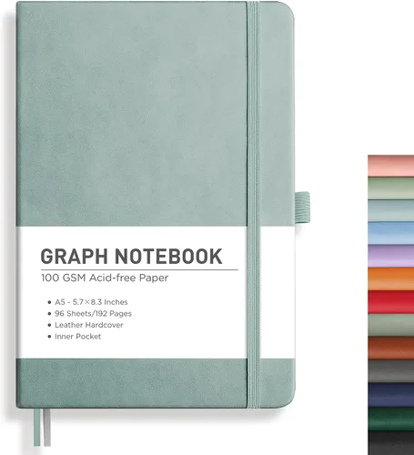 Vista 48 de RETTACY Cuaderno de diario con puntos y viñetas, 192 páginas, tamaño mediano A5 (5.7" x 8.3"), tapa dura de cuero, papel grueso de 100 gsm