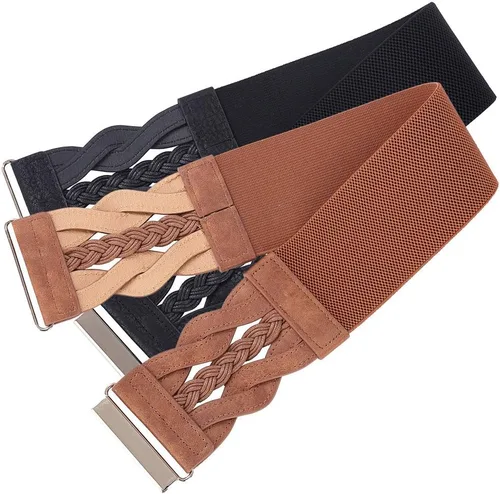 Vista 3 de GRACE KARIN Cinturones elásticos anchos para mujer, cinturón elástico vintage, cinturones retro de moda para vestidos