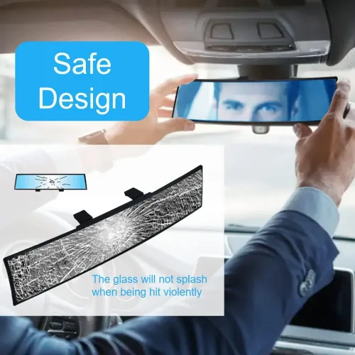 Vista 4 de OBTANIM Espejo retrovisor para coche de 10.6 pulgadas de vidrio HD antirreflejos con clip, panorámico de gran angular, espejo retrovisor