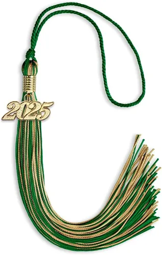 Vista 286 de Endea Graduation - Borla de doble color mixto con fecha dorada (negro/dorado antiguo, 2021)