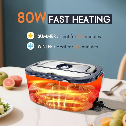 Vista 4 de AOSION Lonchera Eléctrica para Adultos, Lonchera Térmica 3 EN 1 con Contenedor de 1.5L, Lonchera Eléctrica Portátil de 80W, Calentador de Alimentos