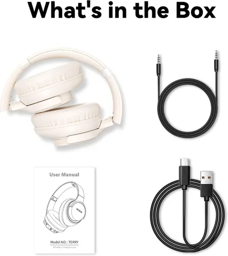 Vista 9 de KVIDIO Auriculares Bluetooth, auriculares inalámbricos con micrófono, tiempo de funcionamiento de 65 horas, auriculares sobre la oreja