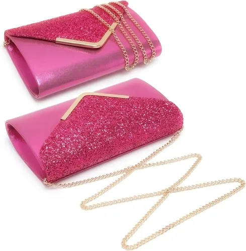 Vista 3 de Dasein Bolsos de noche para mujer, monederos formales para boda, fiesta, graduación, con correa para el hombro y solapa con purpurina