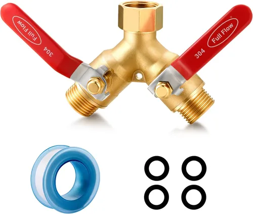 Vista 7 de Divisor de manguera de jardín, divisor de flujo completo, conector sin flujo restringido, manguera de latón resistente, adaptador de babero