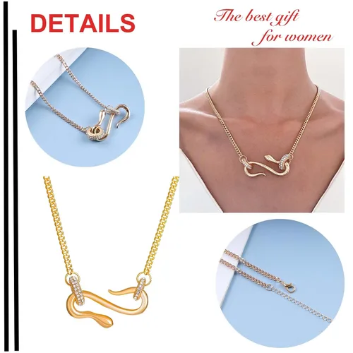 Vista 6 de YienDoo Gargantilla con colgante de serpiente gótica, collar de oro con forma de serpiente, diseño punk, dije de serpiente en espiral de animal