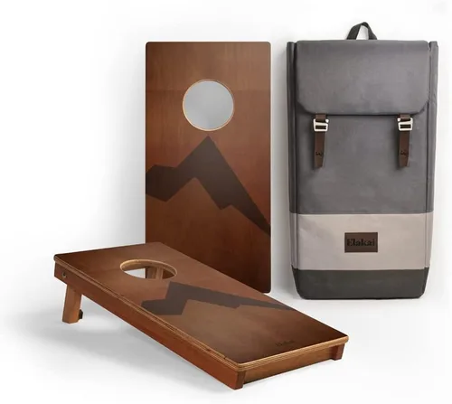 Vista 9 de Elakai National Parks Series - Tablas de Cornhole de viaje premium con estuche de transporte, mochila de 1 x 2 Marrón
