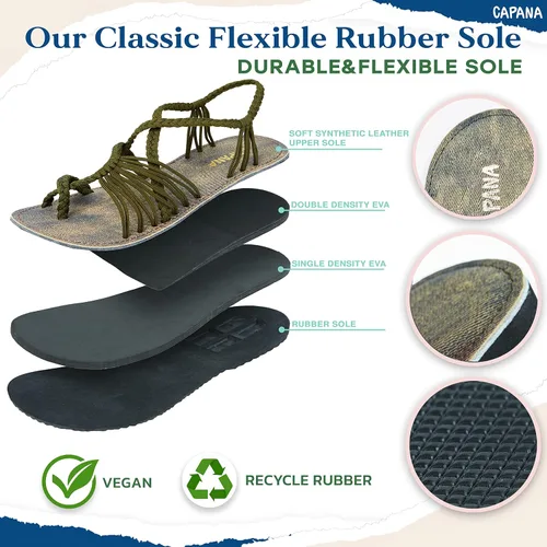 Vista 2 de Capana Sandalias planas tejidas para mujer, sandalias trenzadas con tiras, sandalias de playa para mujer, sandalias bohemias de cuerda, zapatos