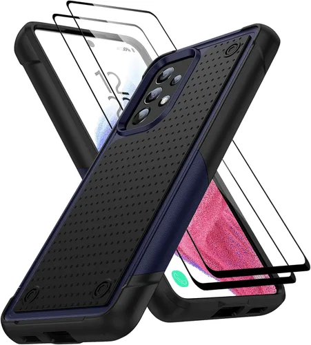 Vista 97 de Jeylly Compatible con Samsung Galaxy A22 5G Funda, Funda Samsung A22 5G con 2pcs protectores de pantalla de vidrio templado