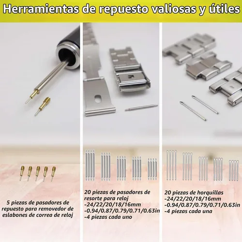 Vista 7 de GLDCAPA Kit de extracción de eslabones de reloj, herramienta de tamaño de correa de reloj para ajuste de correa de reloj, reemplazo de pasadores