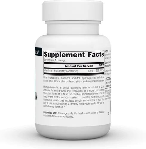 Vista 3 de Source Naturals Metilcobalamina Vitamina B12, 5 mg - 30 Pastillas