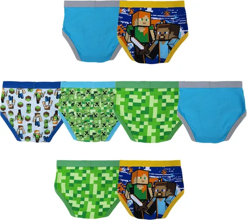 Vista 2 de Minecraft Boys' Ultimate Gamer 8-Pack 100% Combed Cotton Briefs in Sizes 4, 6 and 8