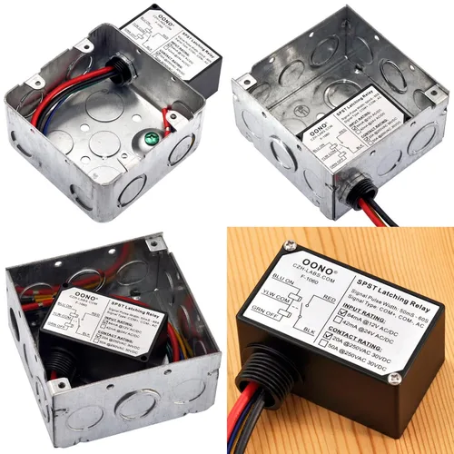 Vista 6 de Módulo de relé de bloqueo AC/DC 12V SPST 20Amp 250Vac/30Vdc, carcasa de plástico con cable, OONO F-1060