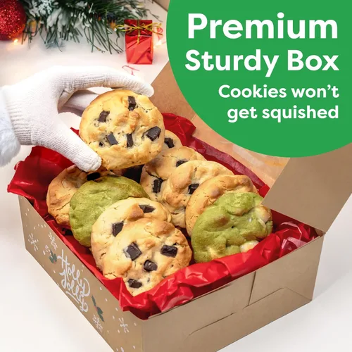 Vista 4 de Cajas de galletas navideñas para regalar, 12 latas de galletas navideñas de papel kraft con tapas, cajas resistentes de Navidad, latas de Navidad