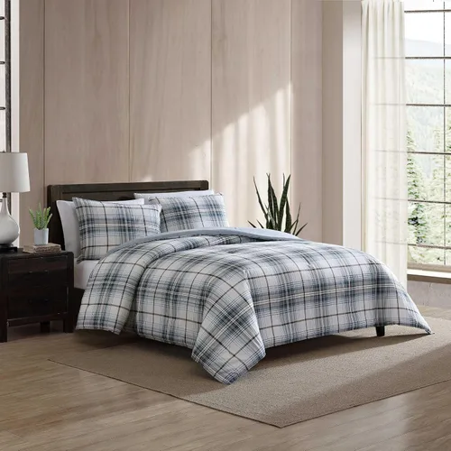 Vista 2 de Eddie Bauer - Juego de edredón twin, ropa de cama reversible a cuadros con funda a juego, peso medio para uso durante todo el año, artículos Aliso