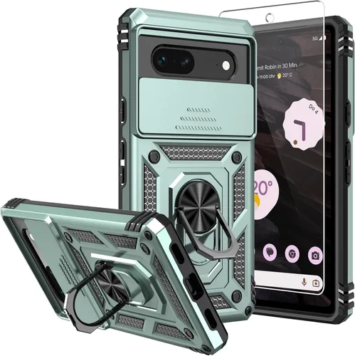 Vista 11 de Funda para Pixel 7a, con protectores de pantalla y funda para cámara, [grado militar] de 16 pies. Funda protectora probada contra caídas con soporte