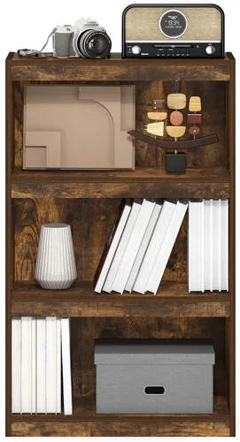 Vista 3 de Furinno Jaya - Estantería moderna de 3 niveles con estante ajustable, estantería con estante abierto, 9.5 x 24.5 x 40.3 pulgadas, para organización