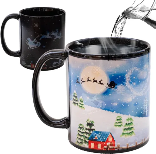 Vista 8 de Taza de cerámica con diseño de muñeco de nieve que cambia de color, taza de café mágica de 12 onzas, novedad para regalos divertidos de Navidad