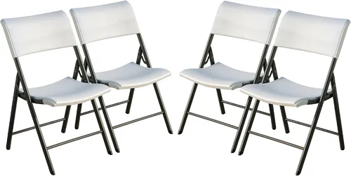 Vista 7 de LIFETIME 80191 Silla plegable comercial ligera, granito blanco con marco gris, paquete de 4
