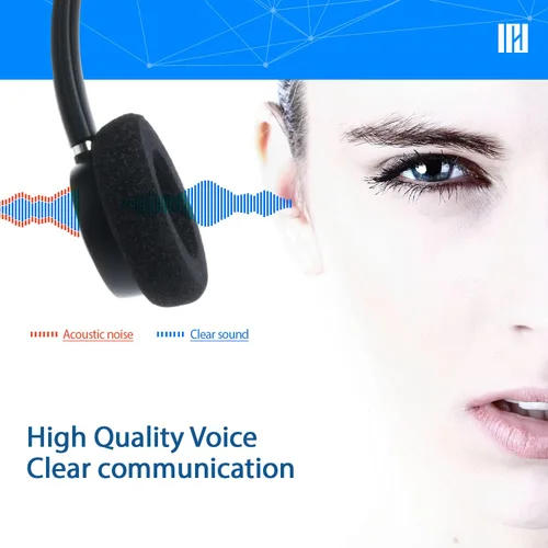 Vista 5 de IPD IPH-160 Auriculares para teléfono con micrófono con cancelación de ruido para oficina y centro de llamadas. Compatible con todos los teléfonos