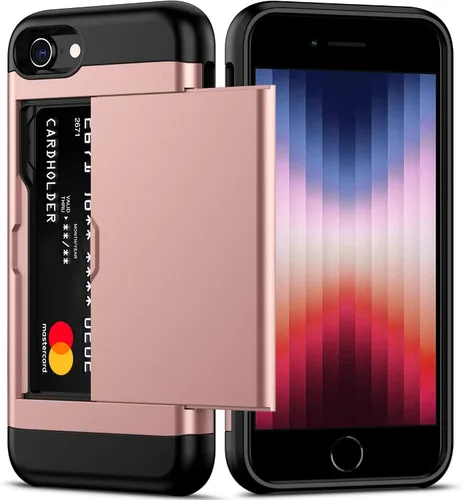 Vista 9 de Nvollnoe Funda para iPhone SE Funda 2022/iPhone SE 2020/7/8 Funda con Soporte para Tarjetas de Servicio Pesado Protectora de Doble Capa Resistente a
