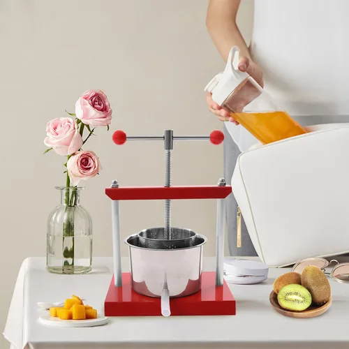 Vista 2 de Prensa de vino de frutas de acero inoxidable 0.8 galones (3L), prensa manual de jugos, quesos de vino, frutas y verduras para jugo, verduras, vino