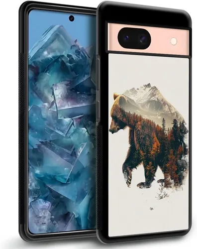 Vista 3 de Funda compatible con Google Pixel 8A, diseño de oso de bosque de otoño, diseño increíble a prueba de golpes, antiarañazos, carcasa trasera