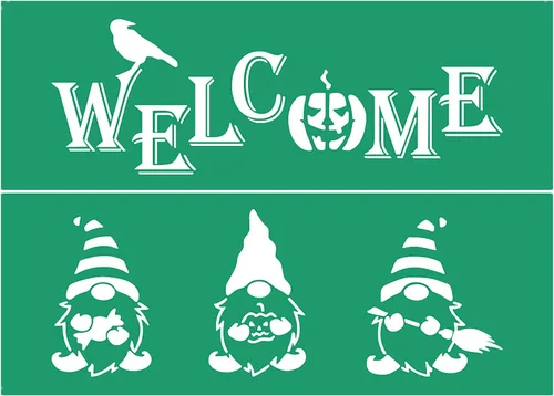 Vista 9 de JAJADO Plantillas de Halloween de pantalla de seda, 16 piezas, pintura de pasta de tiza reutilizable para pintar sobre madera, transferencias