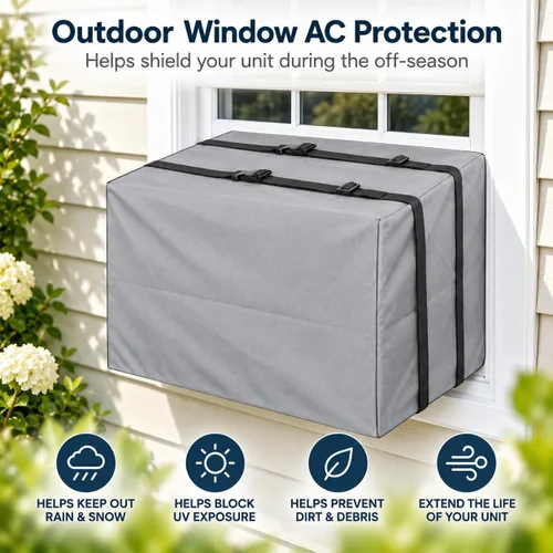 Vista 2 de BNYD Cubierta exterior de aire acondicionado – Cubiertas impermeables de aire acondicionado para ventanas al aire libre – Protector de unidad
