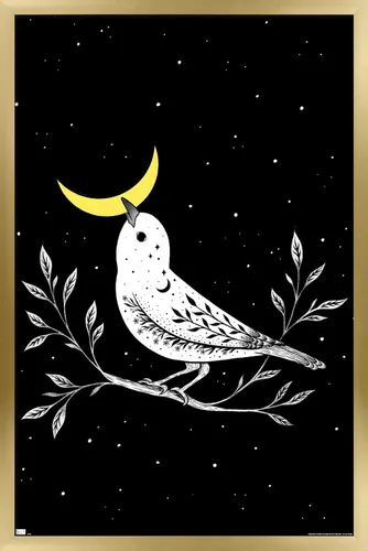 Vista 15 de Trends International Dibujo episódico - Póster de pared de pájaro lunar Versión enmarcada Barnwood