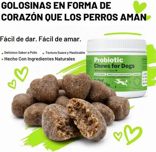 Vista 8 de Deley Naturals Probióticos masticables para perros – 4 mil millones de UFC probióticos para perros, prebióticos, enzimas para la digestión