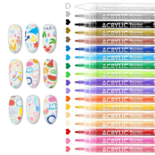 Vista 21 de IONSGAKO Juego de bolígrafos de arte de uñas de 12 colores, bolígrafos de esmalte de uñas, bolígrafo de dibujo de arte de uñas, secado rápido